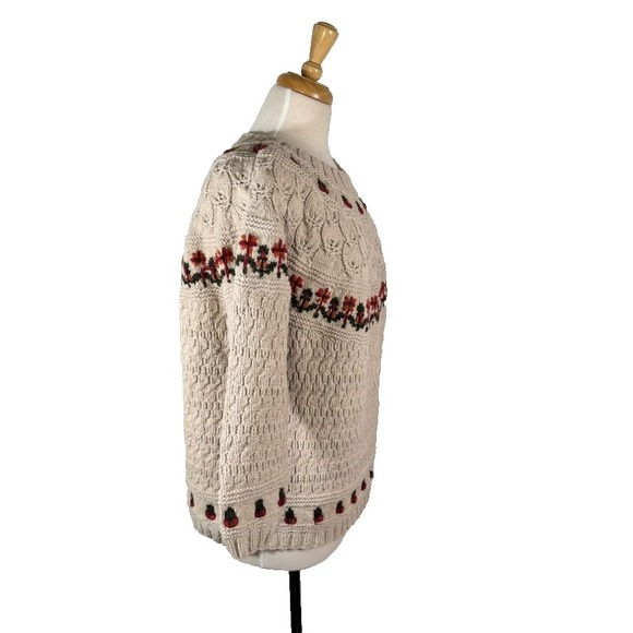 VTG Weathervane Pullover Heavy Sweater Hand Knit Floral Women Size M CottageCore - Picture 4 of 6